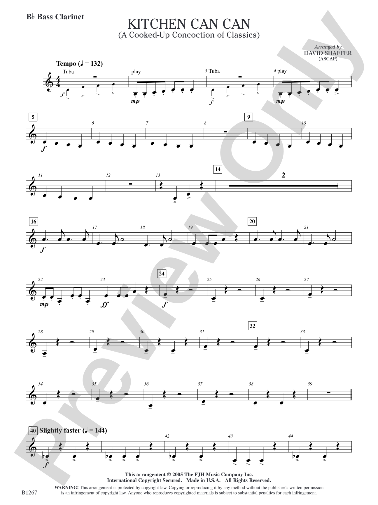 Kitchen Can Can (A Cooked-Up Concoction of Classics): B-flat Bass Clarinet