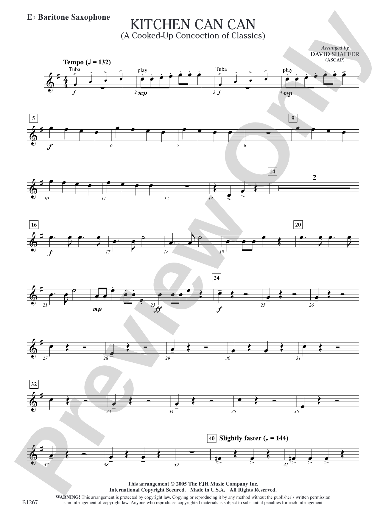 Kitchen Can Can (A Cooked-Up Concoction of Classics): E-flat Baritone Saxophone