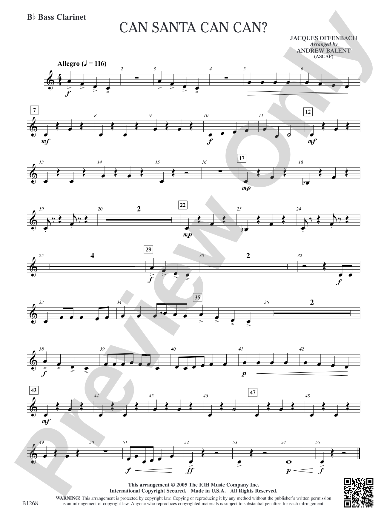 Can Santa Can Can?: B-flat Bass Clarinet