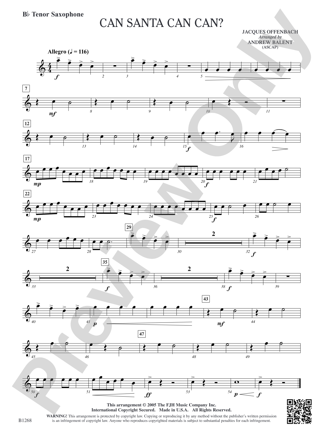 Can Santa Can Can?: B-flat Tenor Saxophone