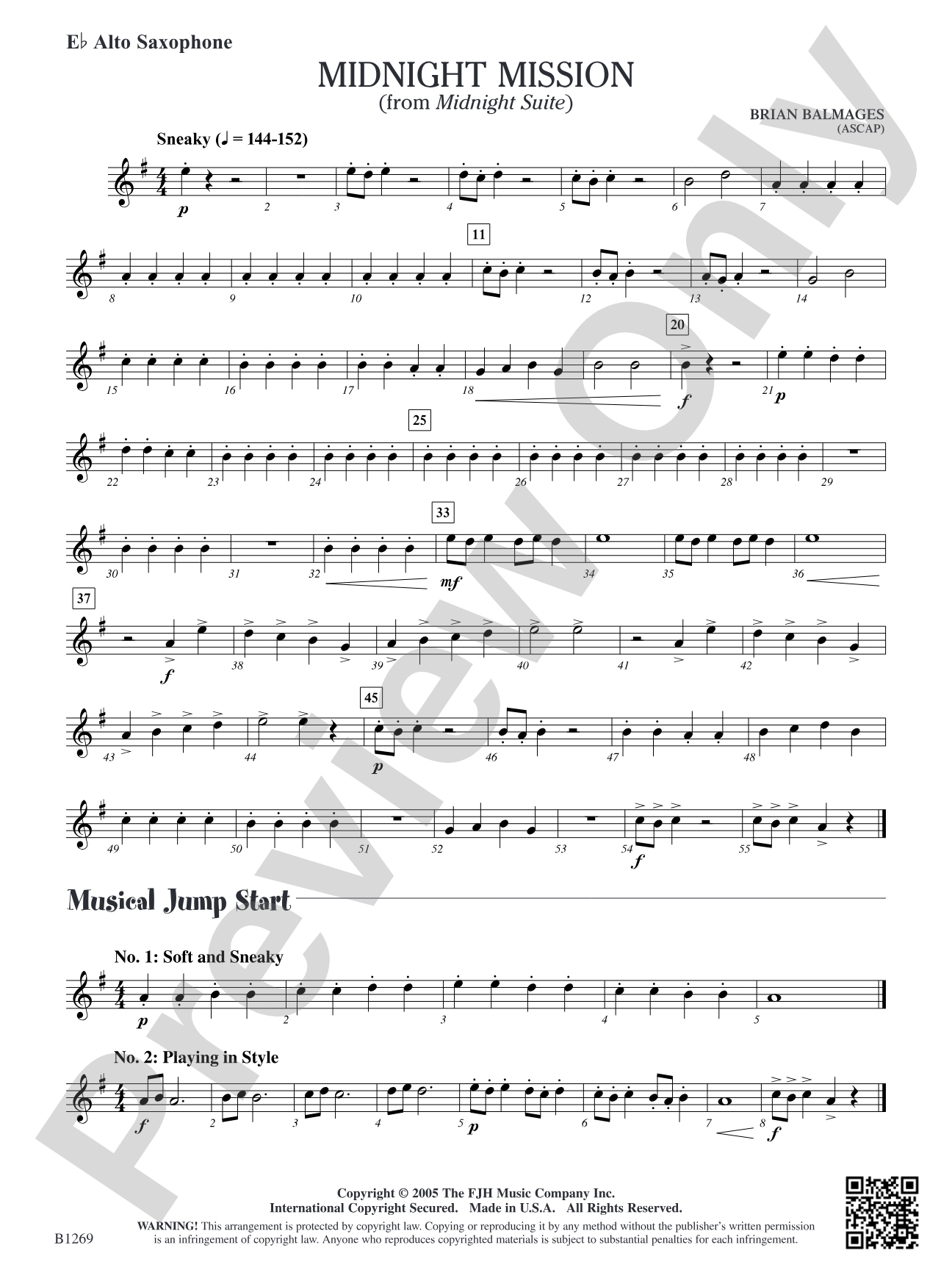 Midnight Mission (From Midnight Suite): E-flat Alto Saxophone