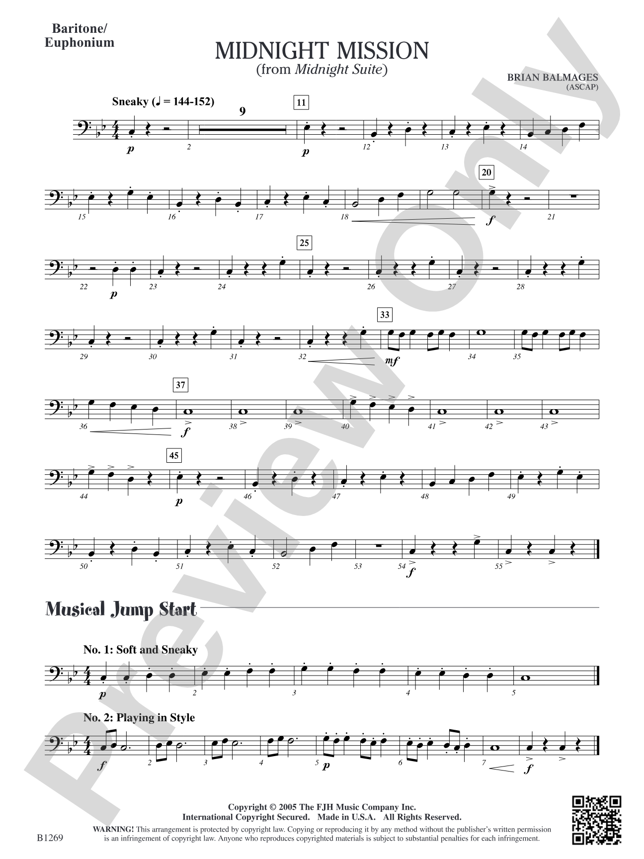 Midnight Mission (From Midnight Suite): Baritone / Euphonium