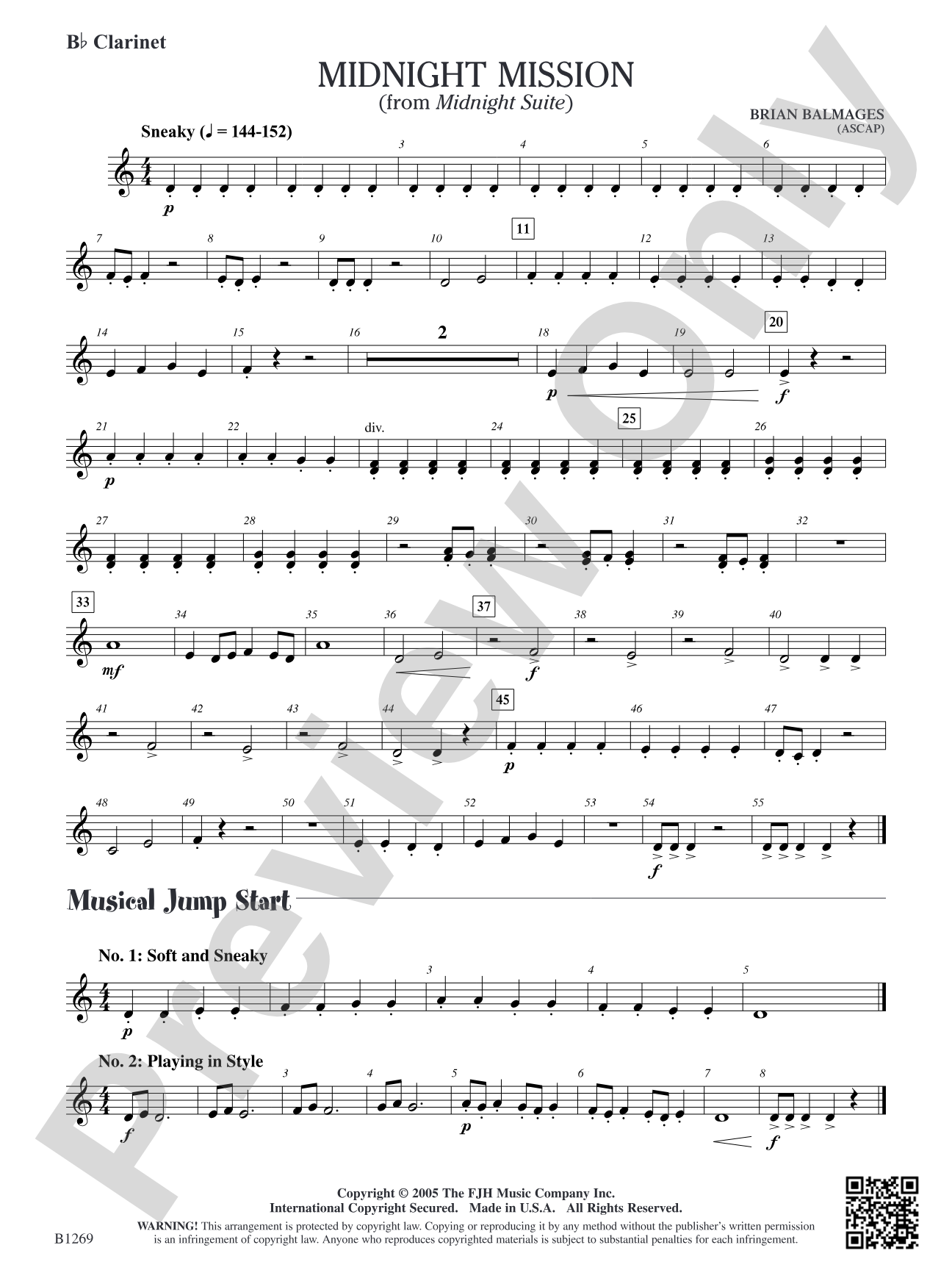 Midnight Mission (From Midnight Suite): B-flat Clarinet