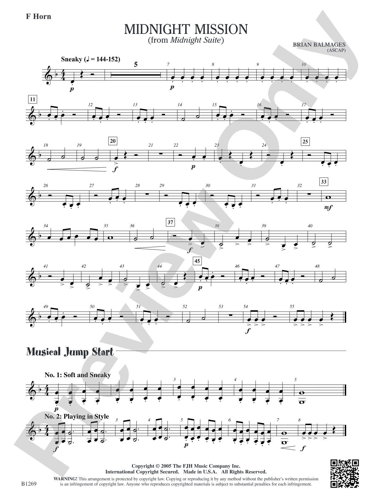 Midnight Mission (From Midnight Suite): F Horn