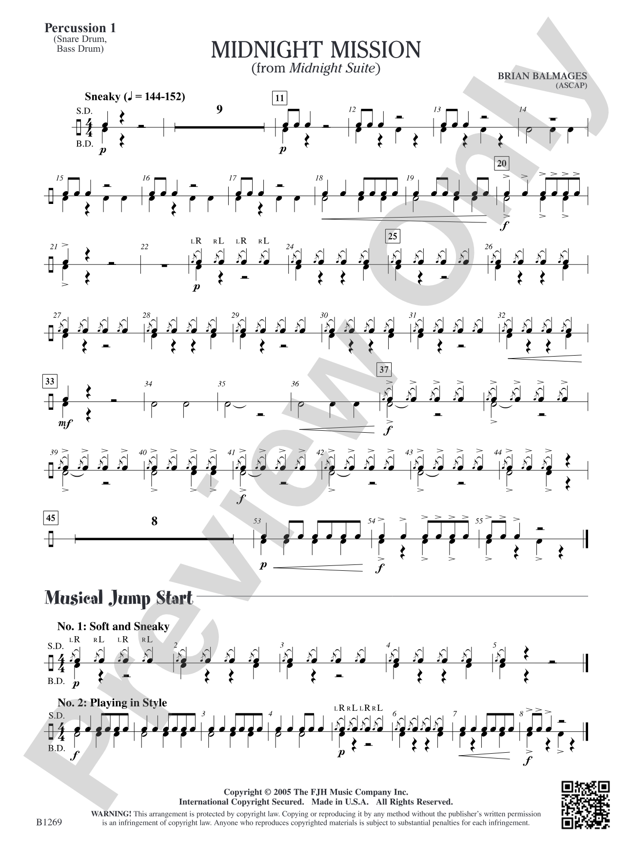 Midnight Mission (From Midnight Suite): Percussion 1