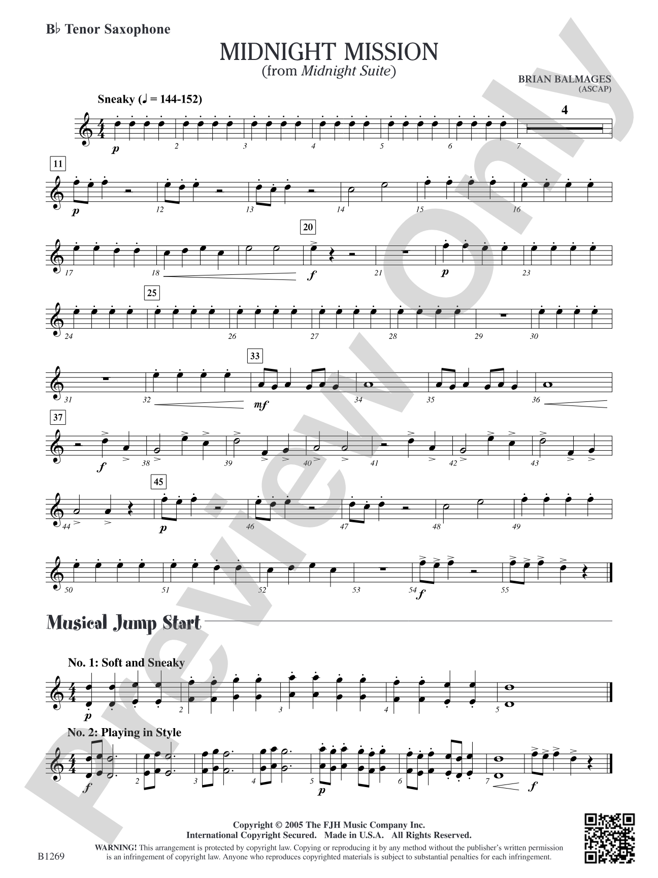 Midnight Mission (From Midnight Suite): B-flat Tenor Saxophone