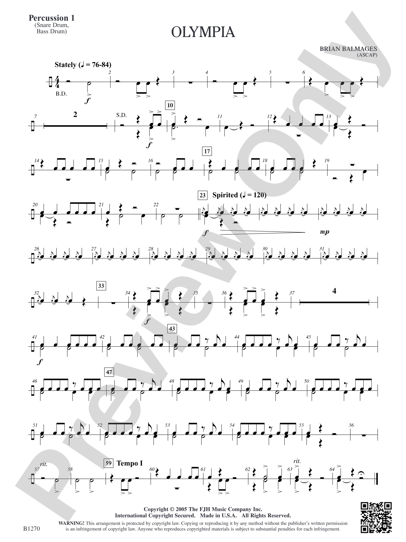 Olympia: Percussion 1