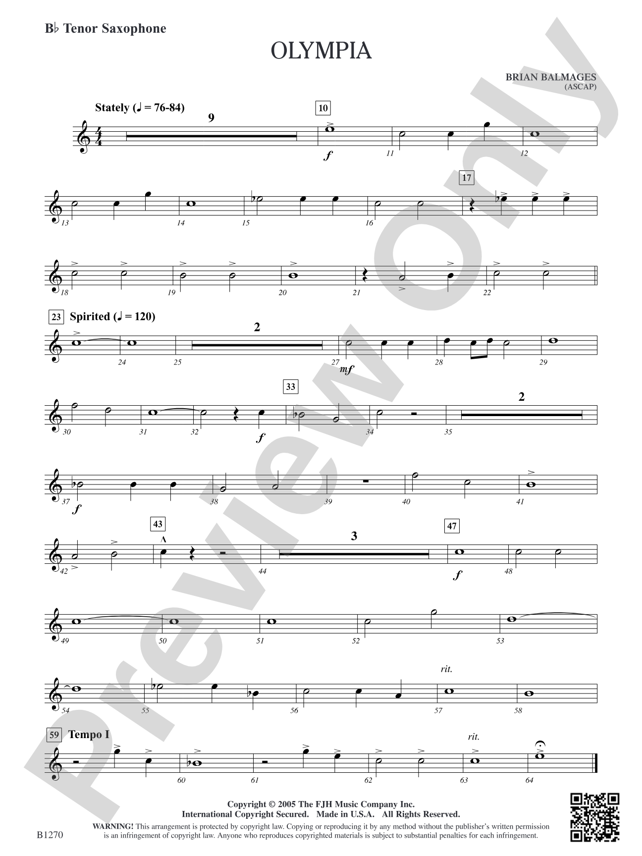 Olympia: B-flat Tenor Saxophone