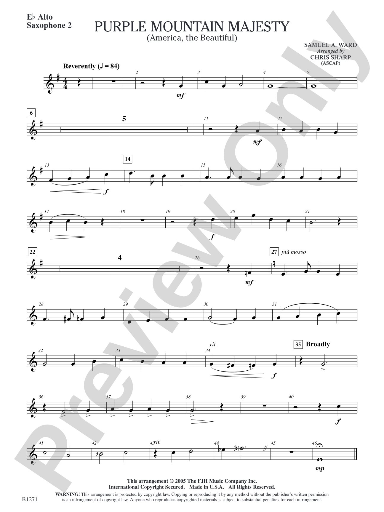 Purple Mountain Majesty (America, The Beautiful): E-flat Alto Saxophone 2