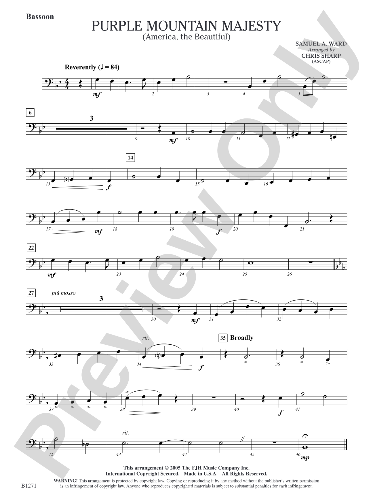 Purple Mountain Majesty (America, The Beautiful): Bassoon