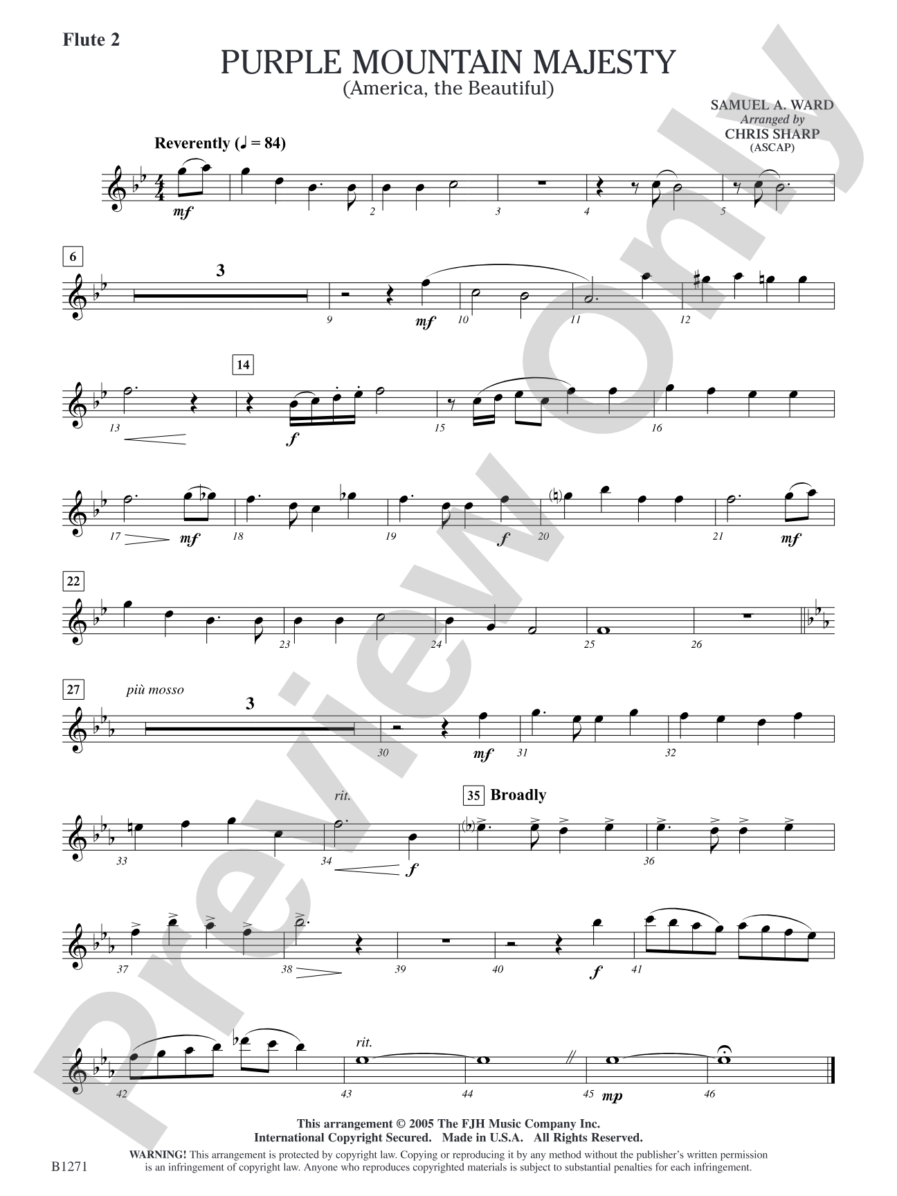 Purple Mountain Majesty (America, The Beautiful): Flute 2