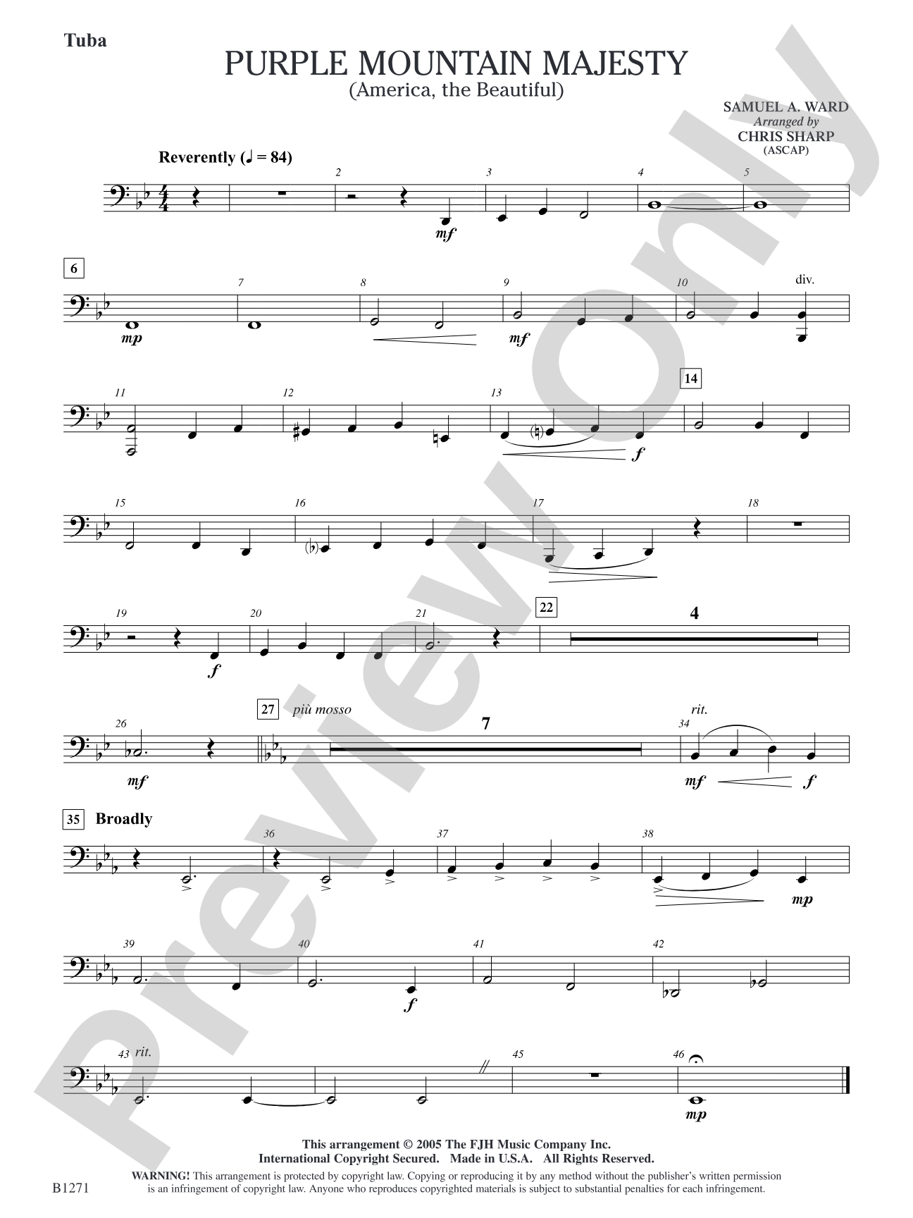Purple Mountain Majesty (America, The Beautiful): Tuba