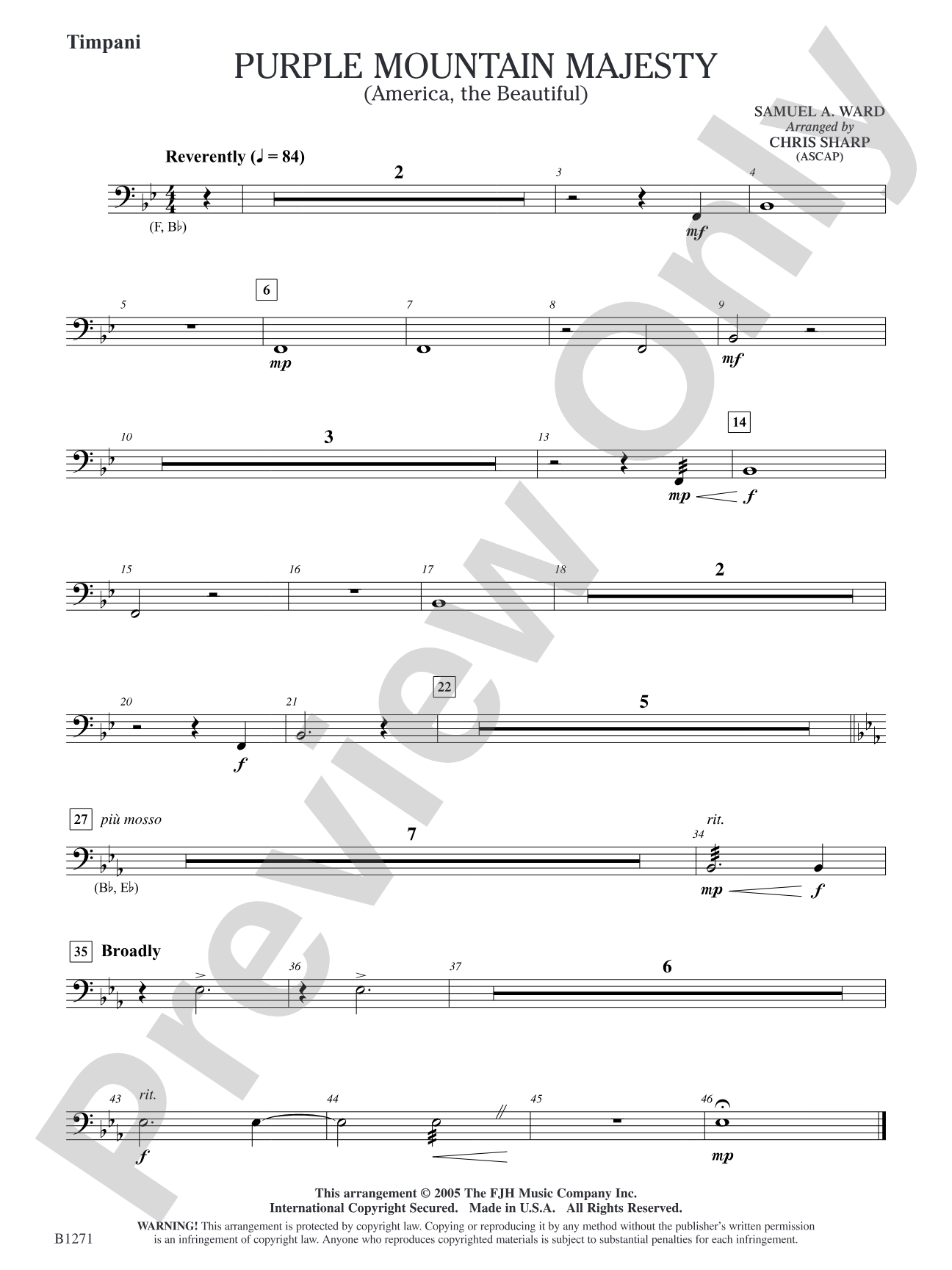 Purple Mountain Majesty (America, The Beautiful): Timpani