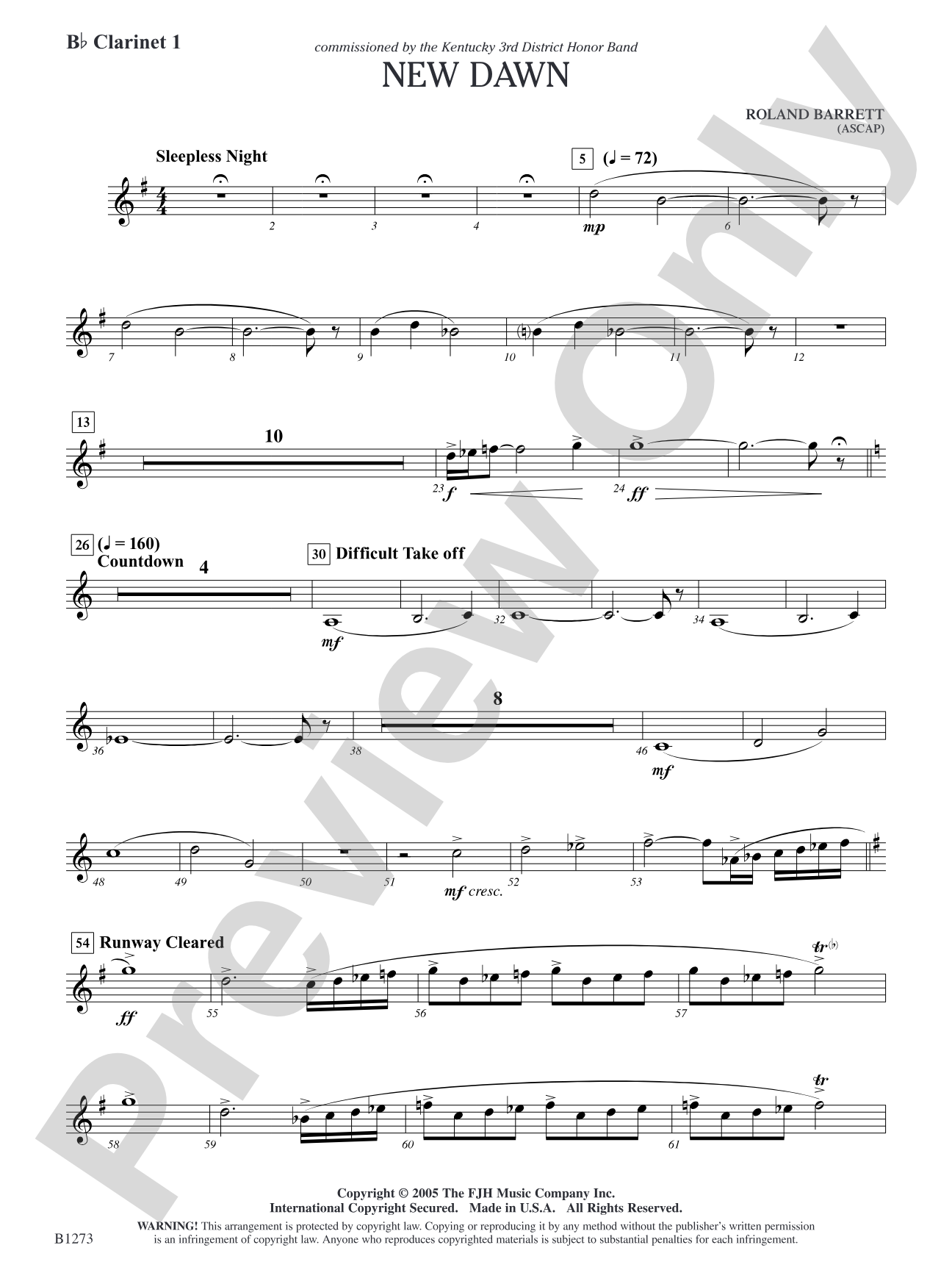 New Dawn: B-flat Clarinet 1