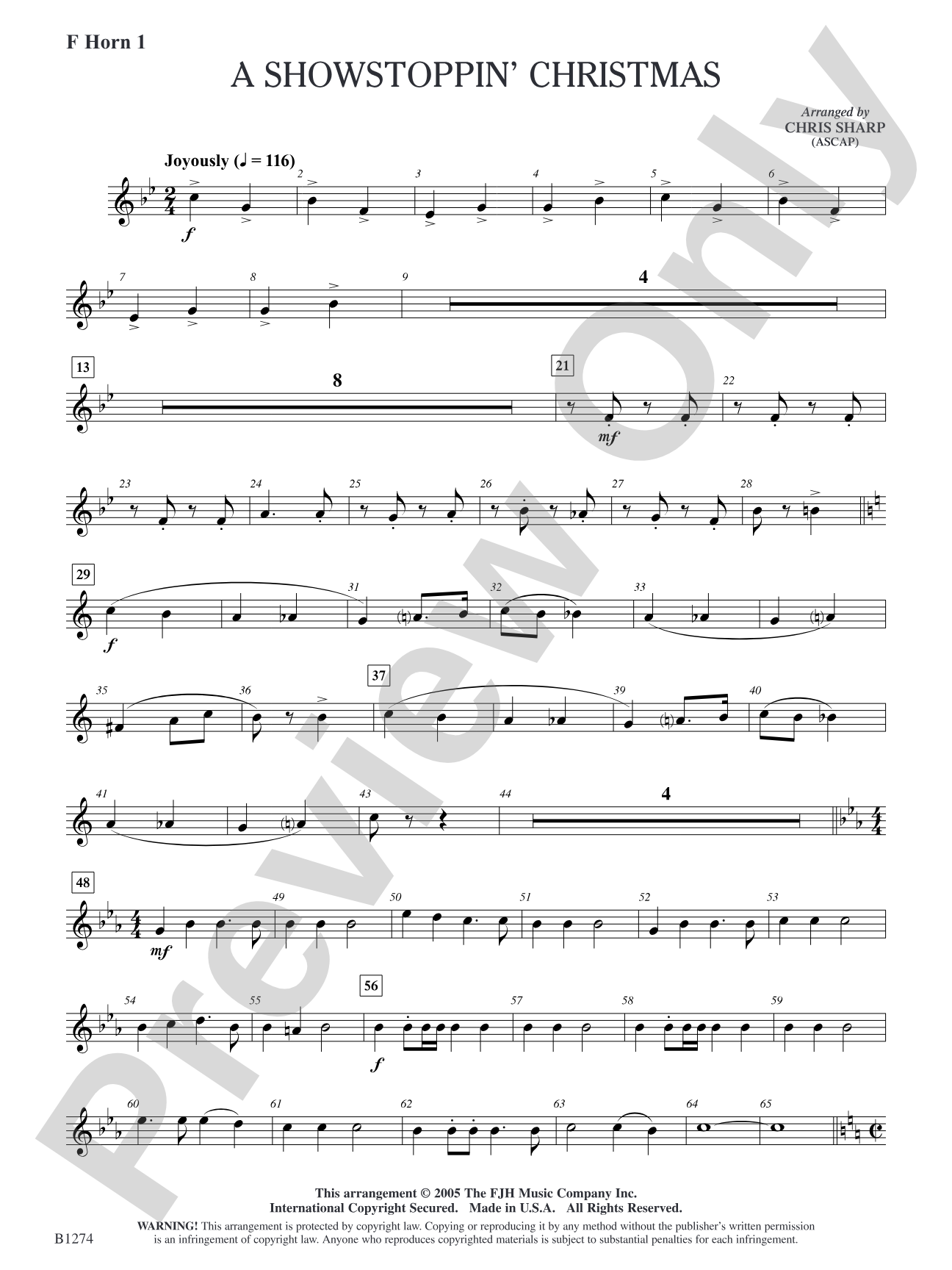 A Showstoppin' Christmas: F Horn 1