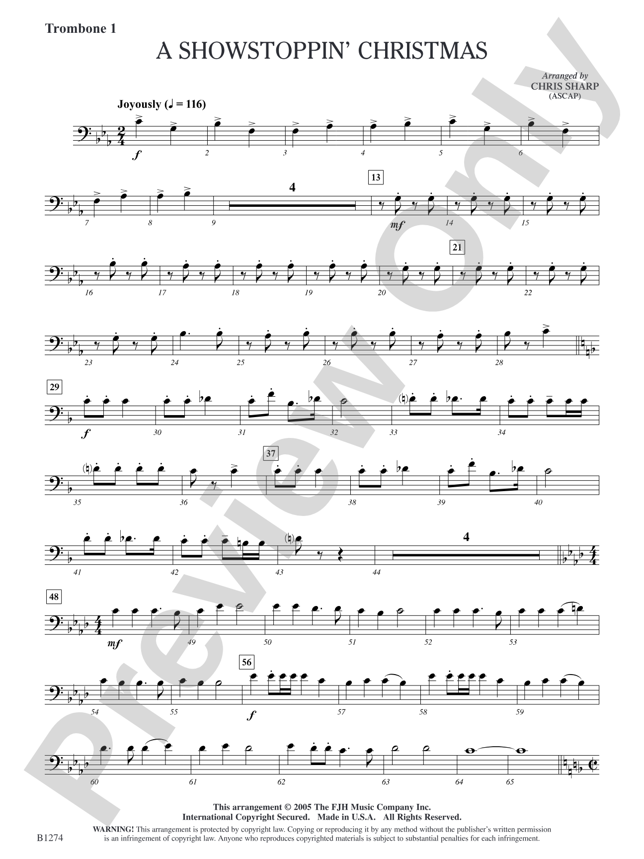 A Showstoppin' Christmas: Trombone 1