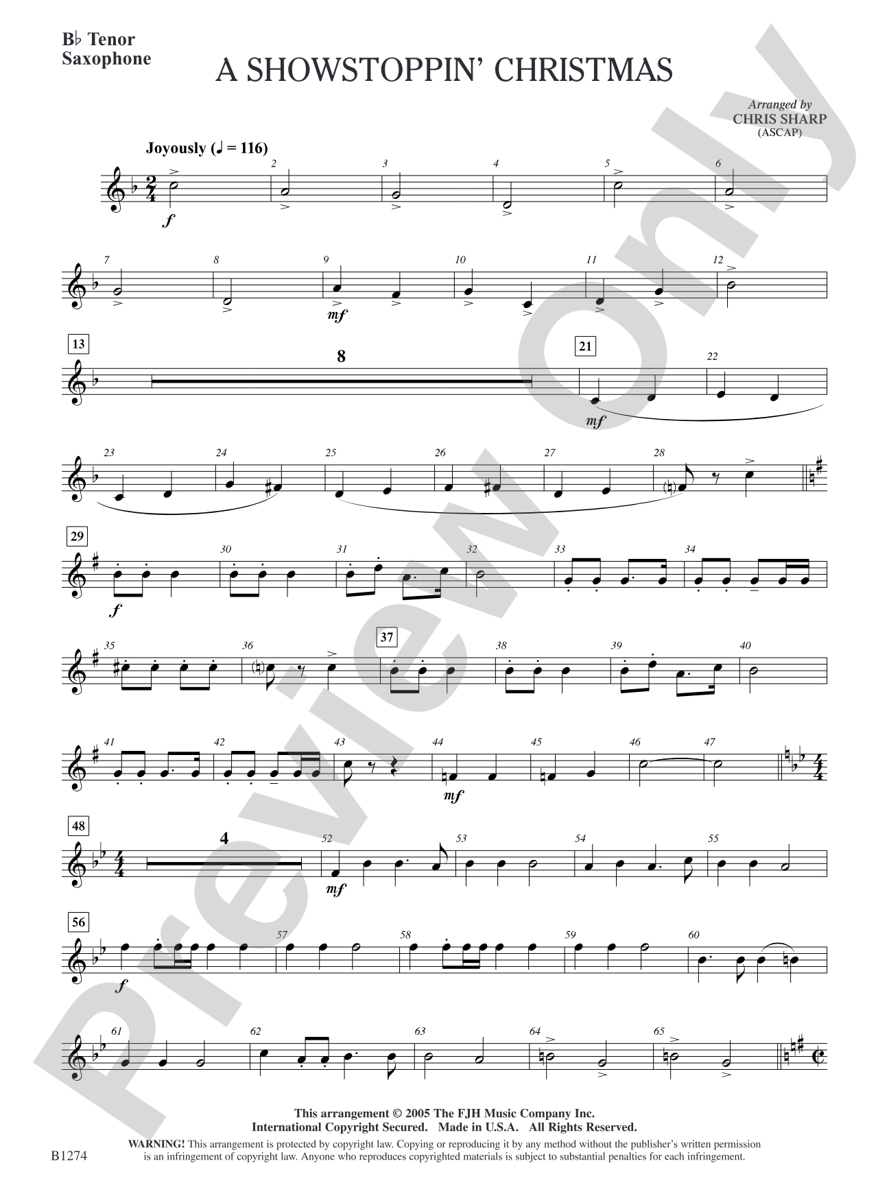 A Showstoppin' Christmas: B-flat Tenor Saxophone