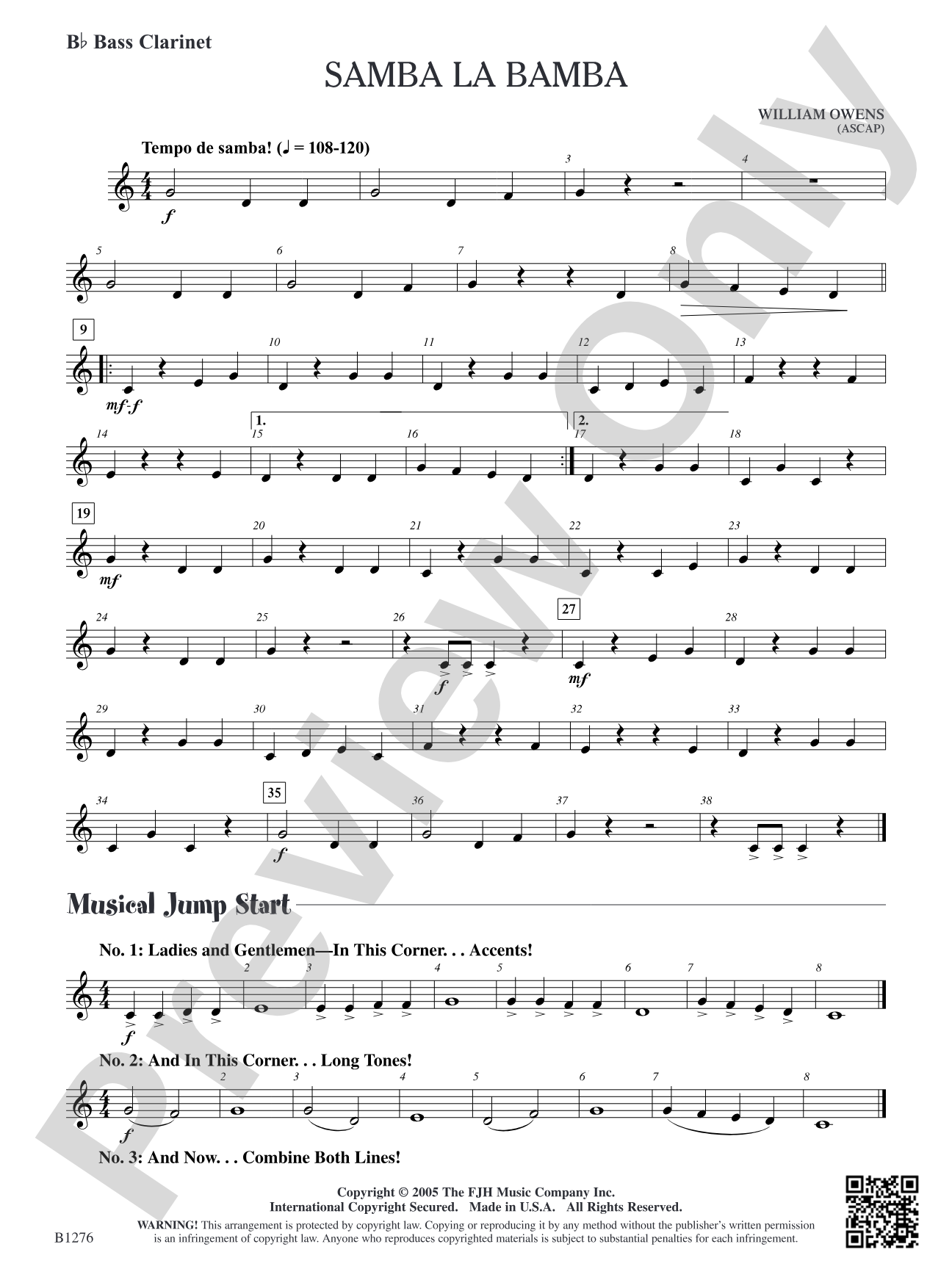 Samba La Bamba: B-flat Bass Clarinet