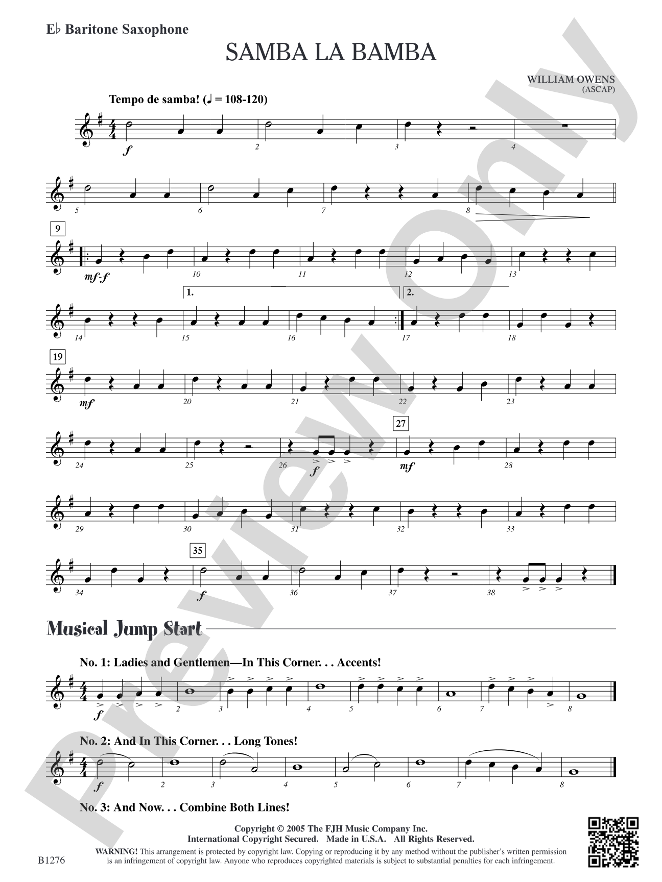 Samba La Bamba: E-flat Baritone Saxophone