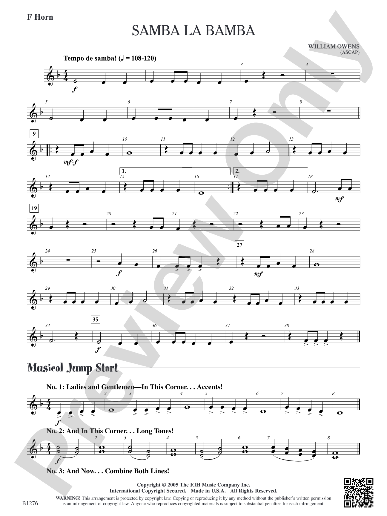 Samba La Bamba: F Horn