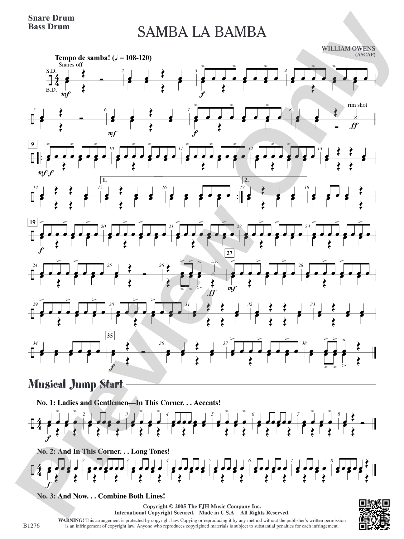 Samba La Bamba: Snare Drum