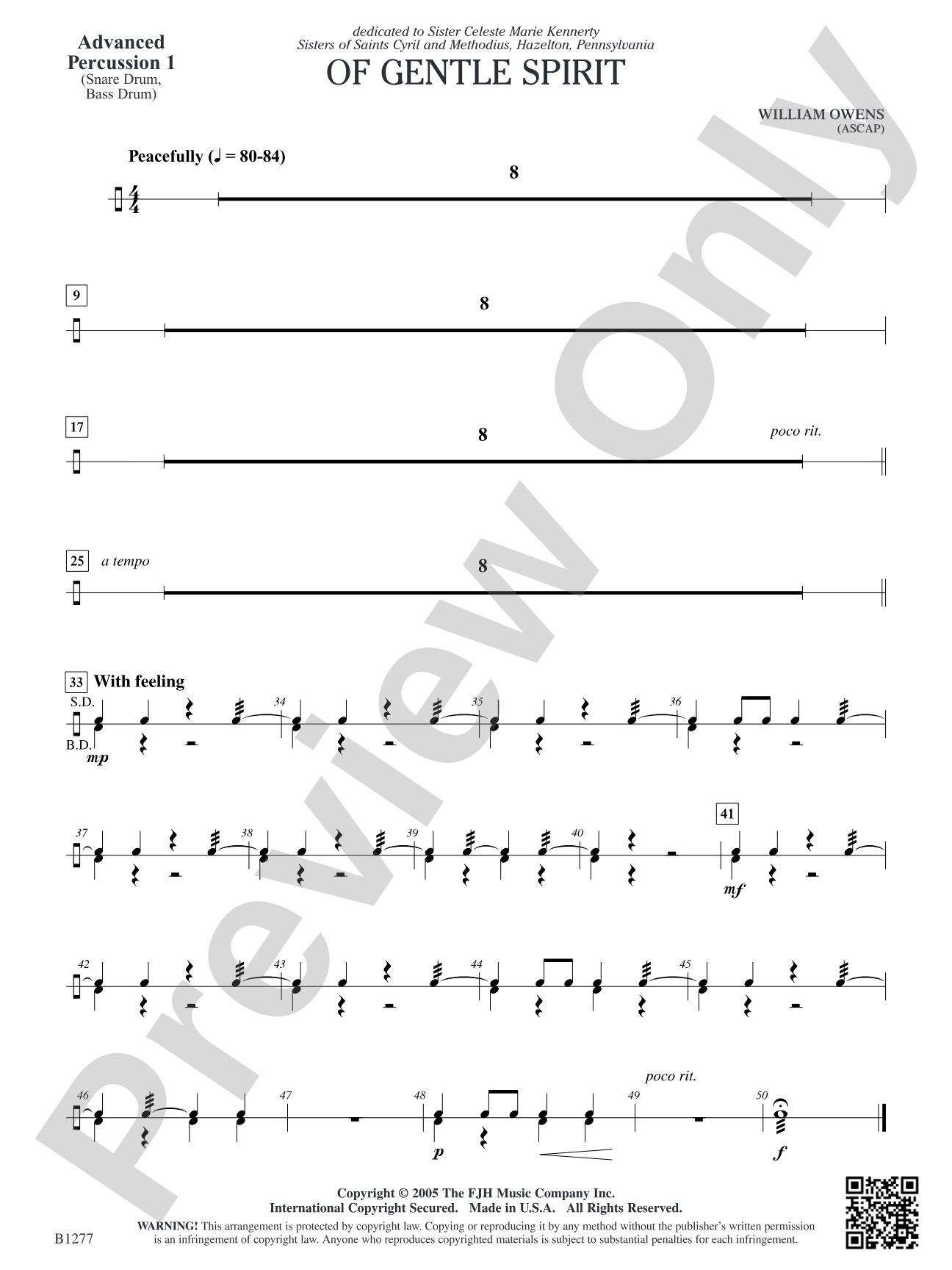 Of Gentle Spirit: Advanced Percussion 1