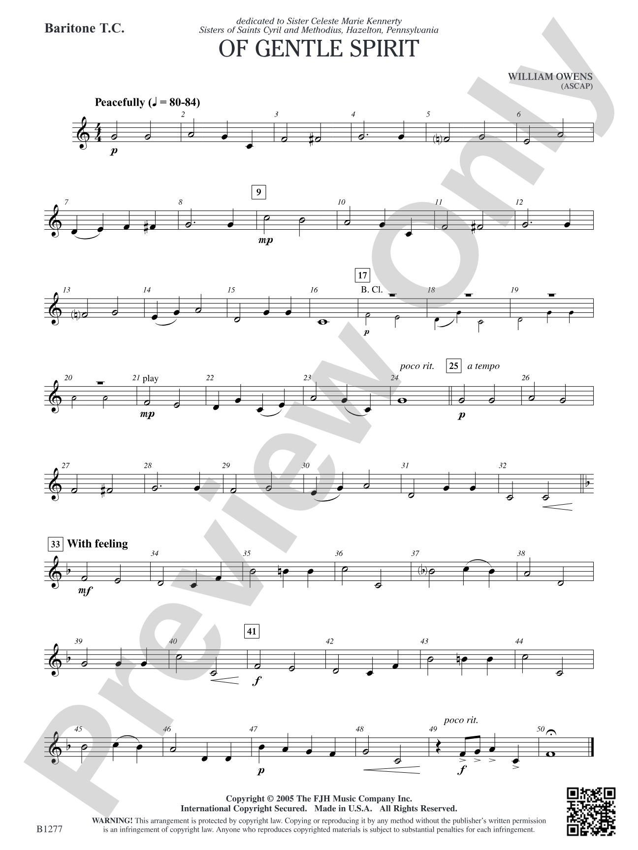 Of Gentle Spirit: Baritone T.C.