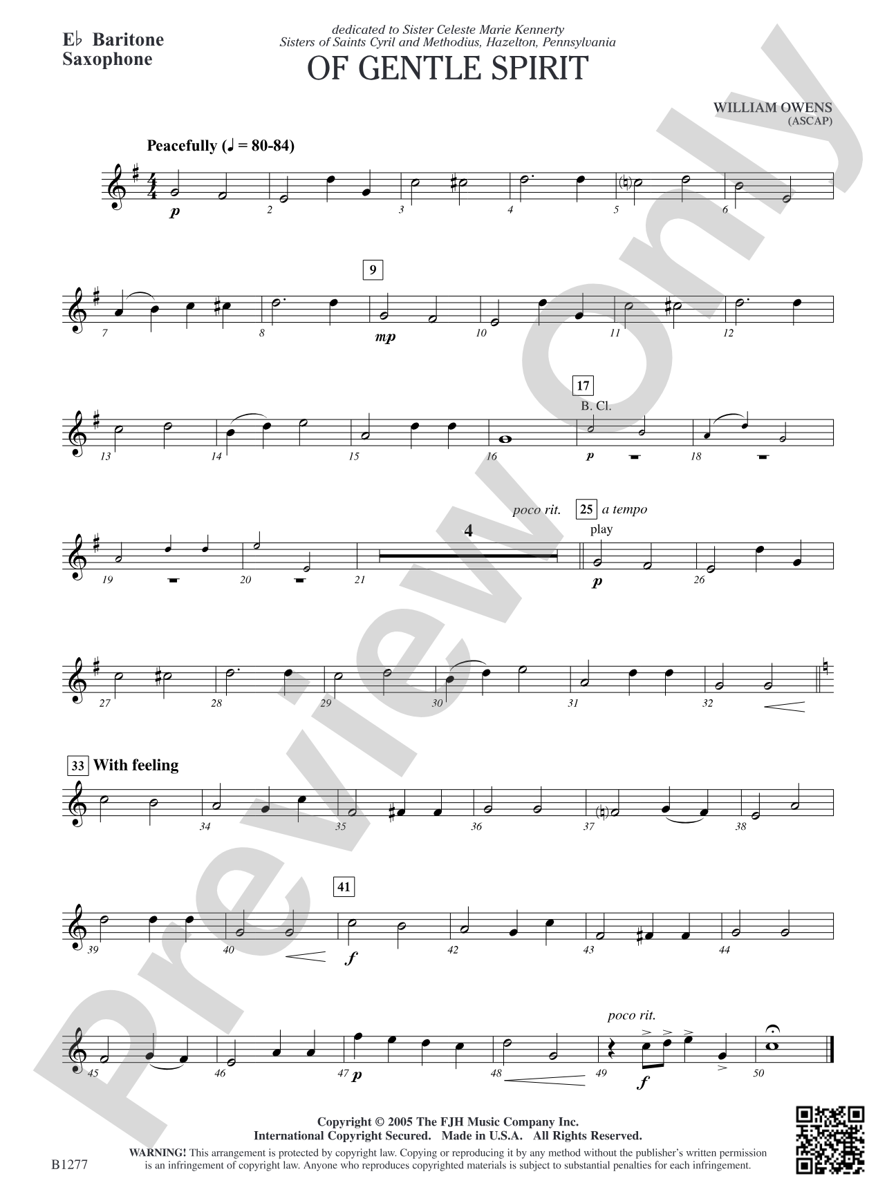 Of Gentle Spirit: E-flat Baritone Saxophone