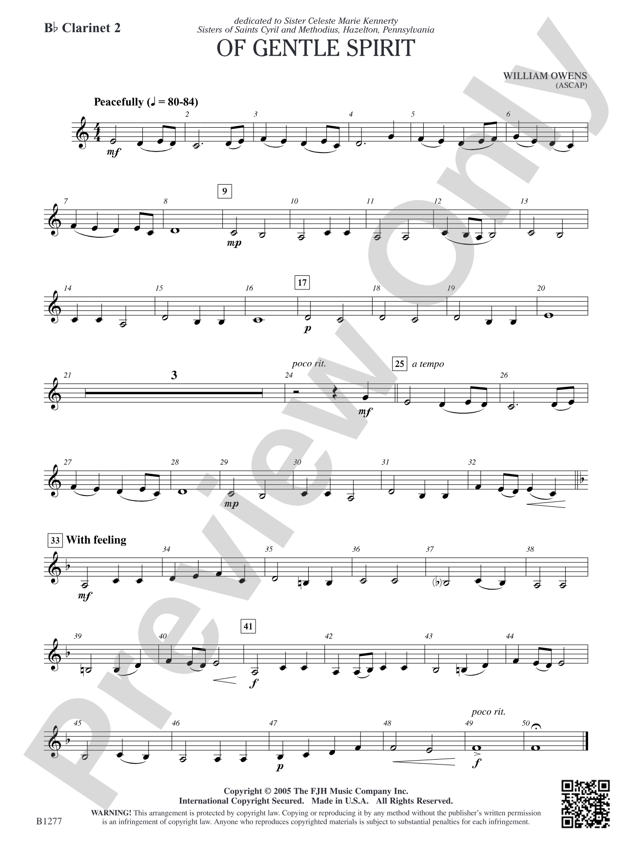 Of Gentle Spirit: B-flat Clarinet 2