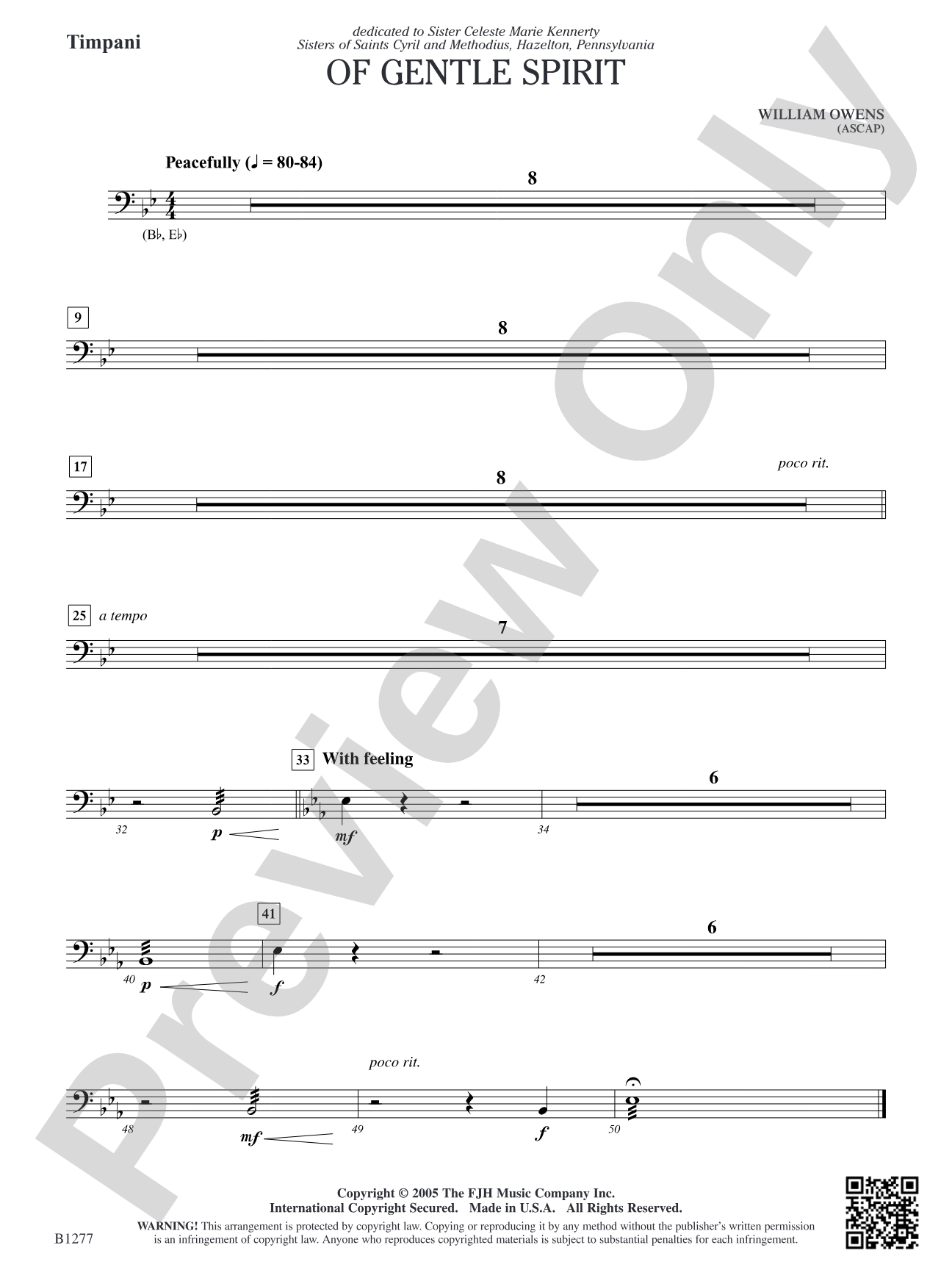 Of Gentle Spirit: Opt. Timpani