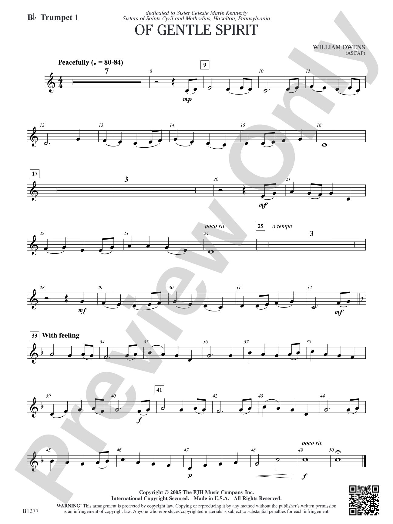 Of Gentle Spirit: B-flat Trumpet 1