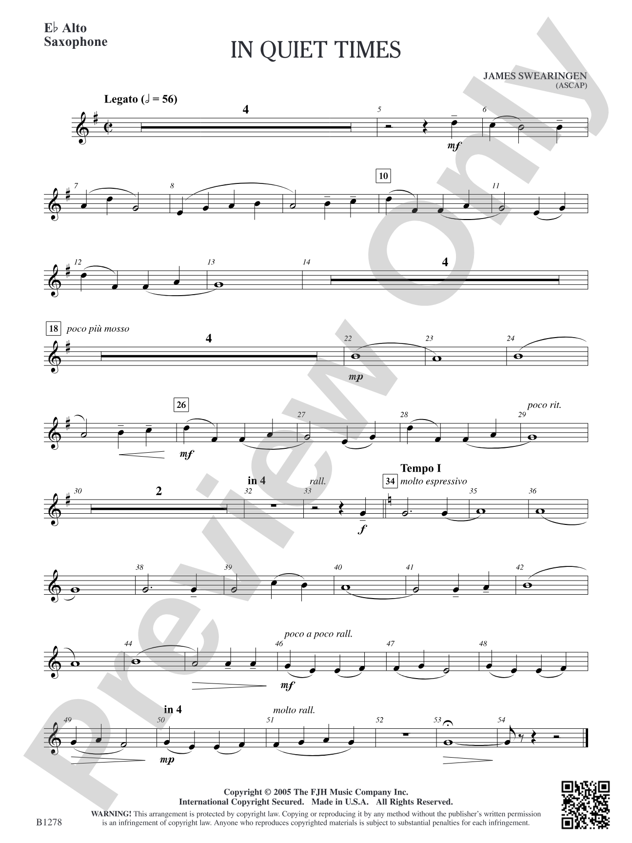 In Quiet Times: E-flat Alto Saxophone