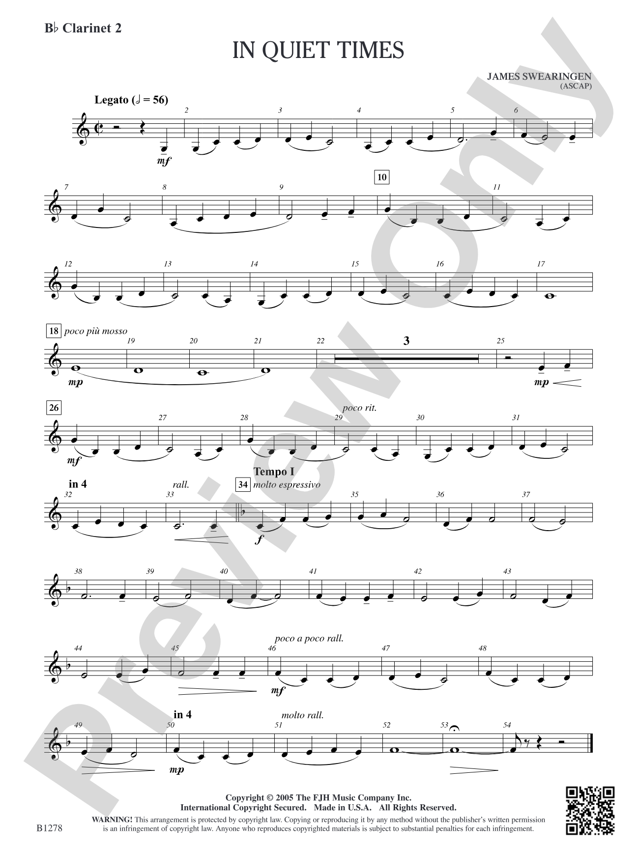 In Quiet Times: B-flat Clarinet 2