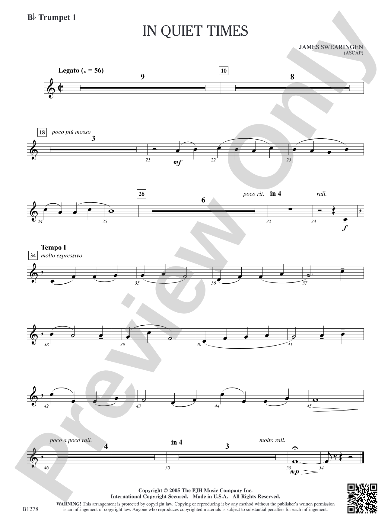 In Quiet Times: B-flat Trumpet 1