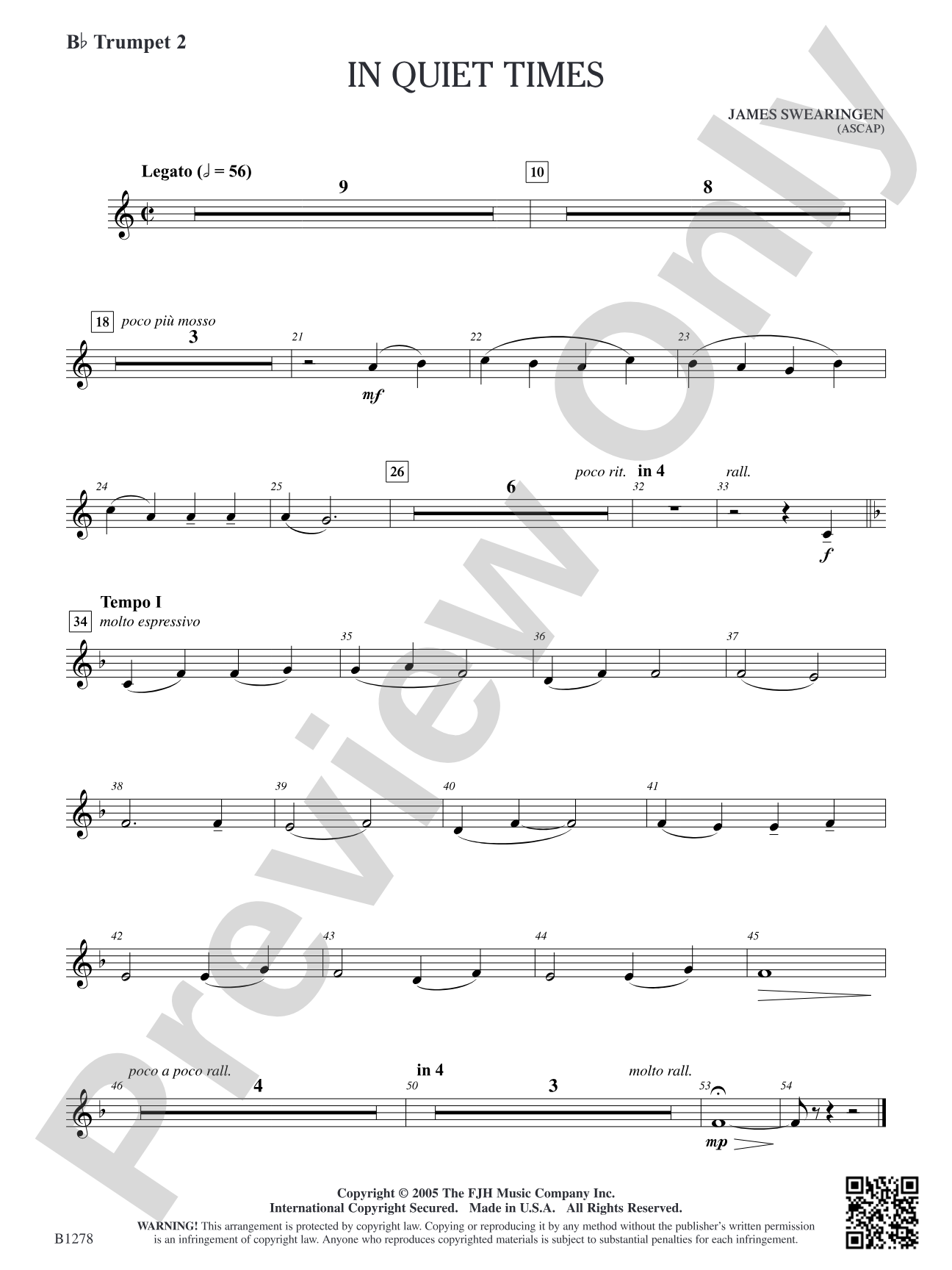 In Quiet Times: B-flat Trumpet 2