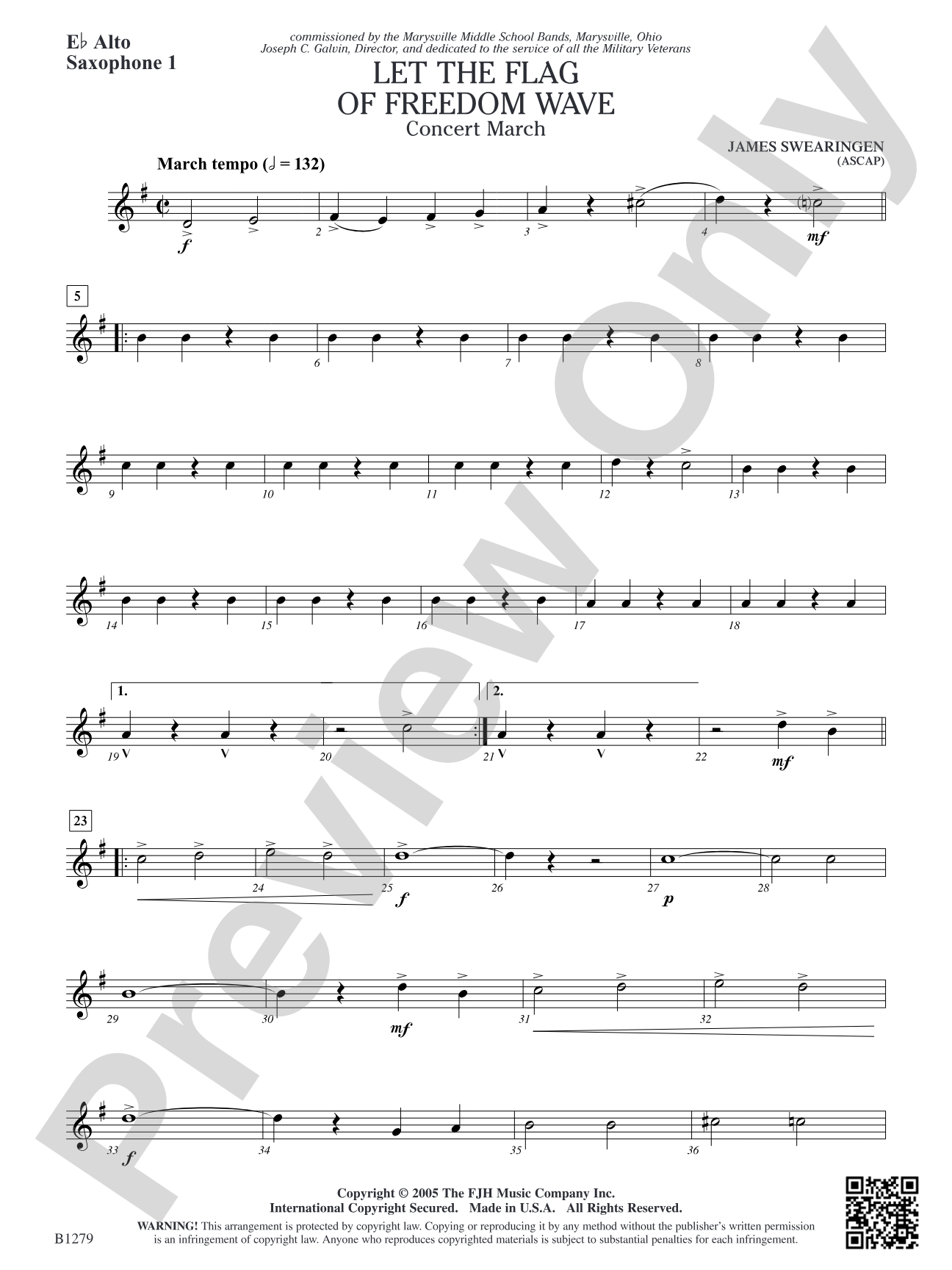 Let the Flag of Freedom Wave: E-flat Alto Saxophone 1