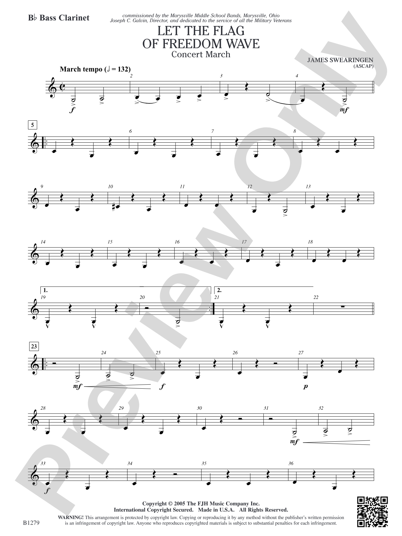 Let the Flag of Freedom Wave: B-flat Bass Clarinet