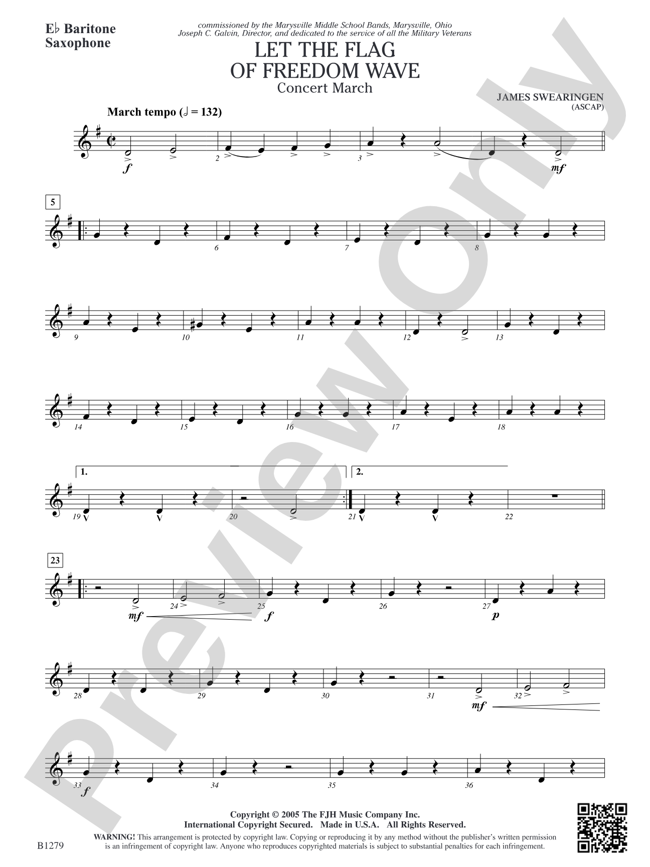 Let the Flag of Freedom Wave: E-flat Baritone Saxophone