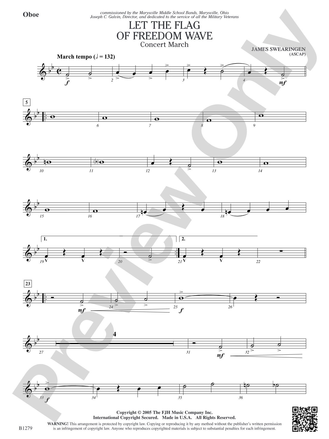 Let the Flag of Freedom Wave: Oboe
