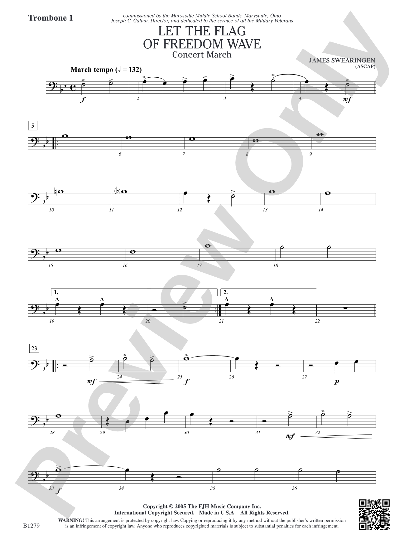 Let the Flag of Freedom Wave: Trombone 1