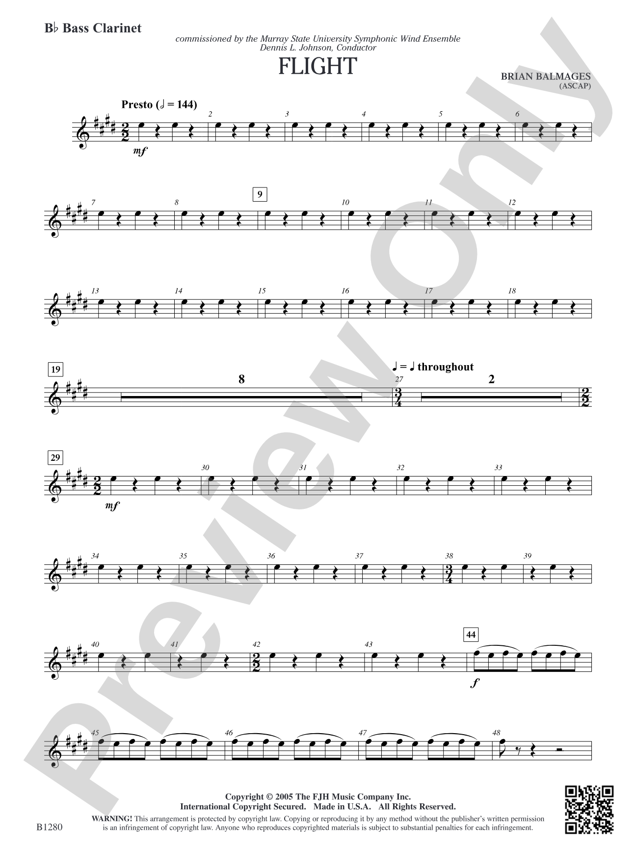 Flight: B-flat Bass Clarinet