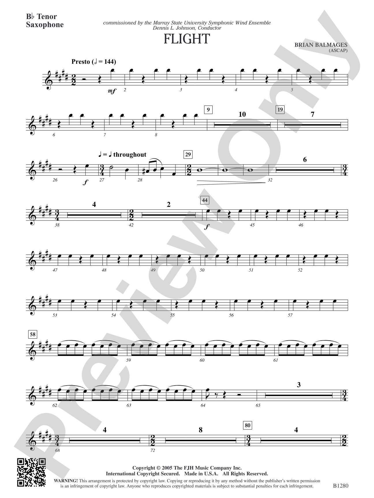 Flight: B-flat Tenor Saxophone