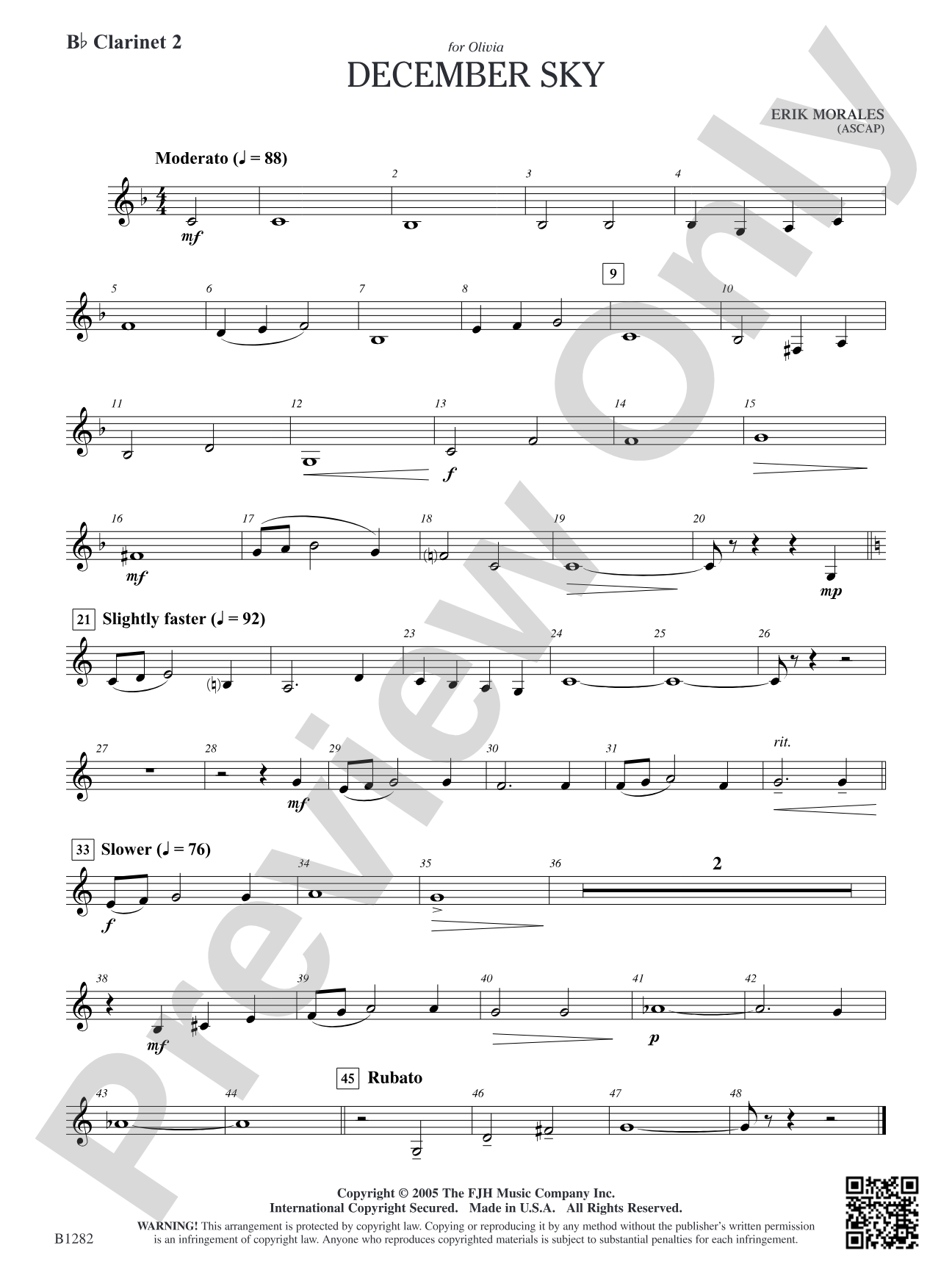 December Sky: B-flat Clarinet 2