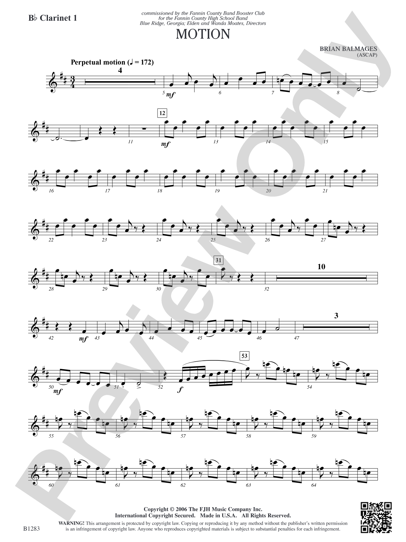 Motion: B-flat Clarinet 1