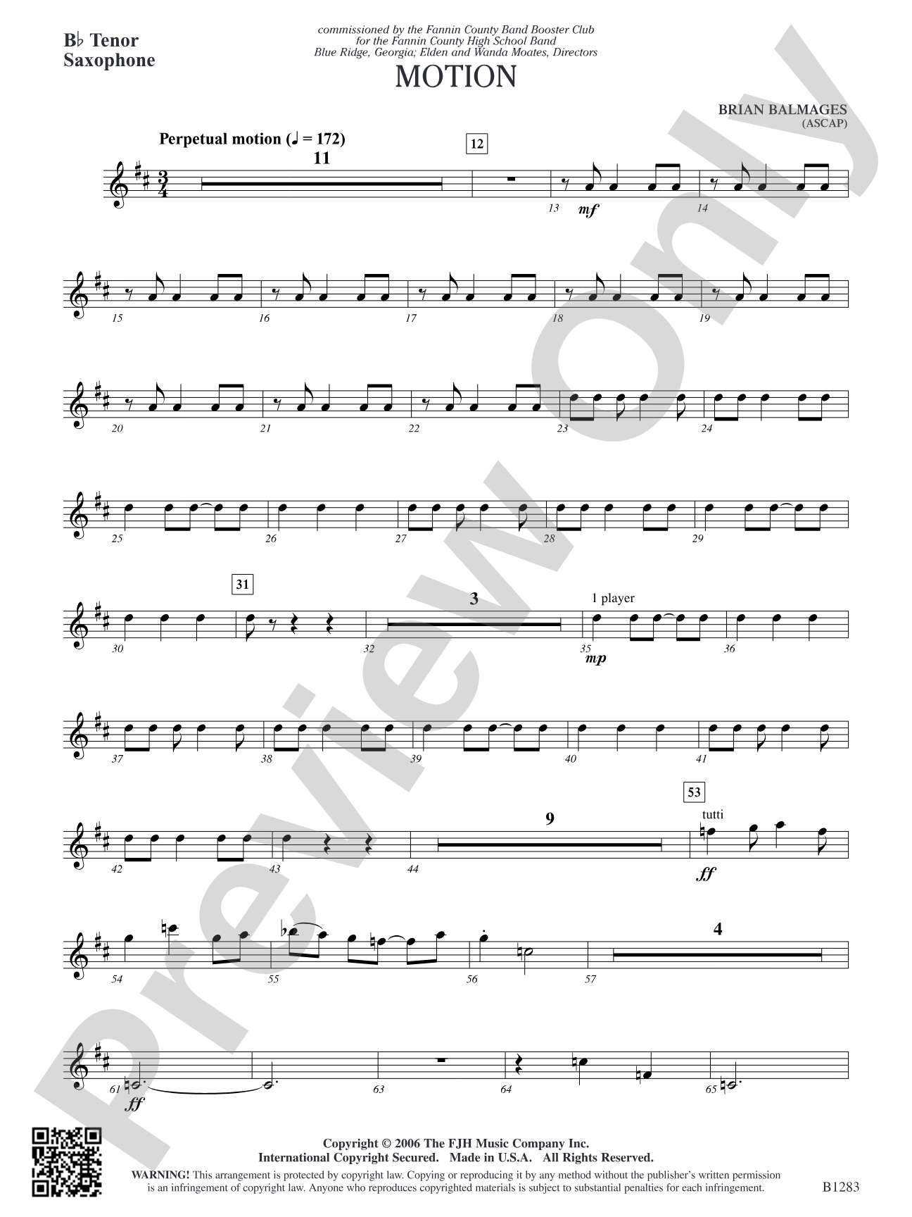Motion: B-flat Tenor Saxophone