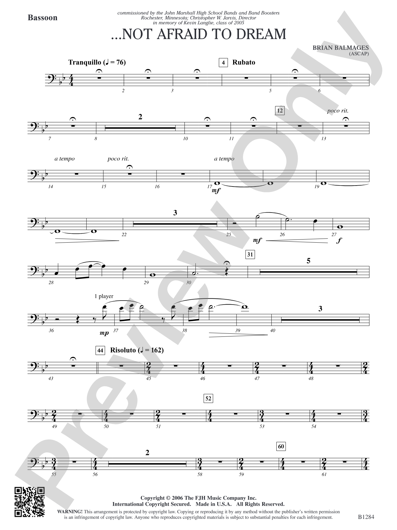 ...Not Afraid to Dream: Bassoon