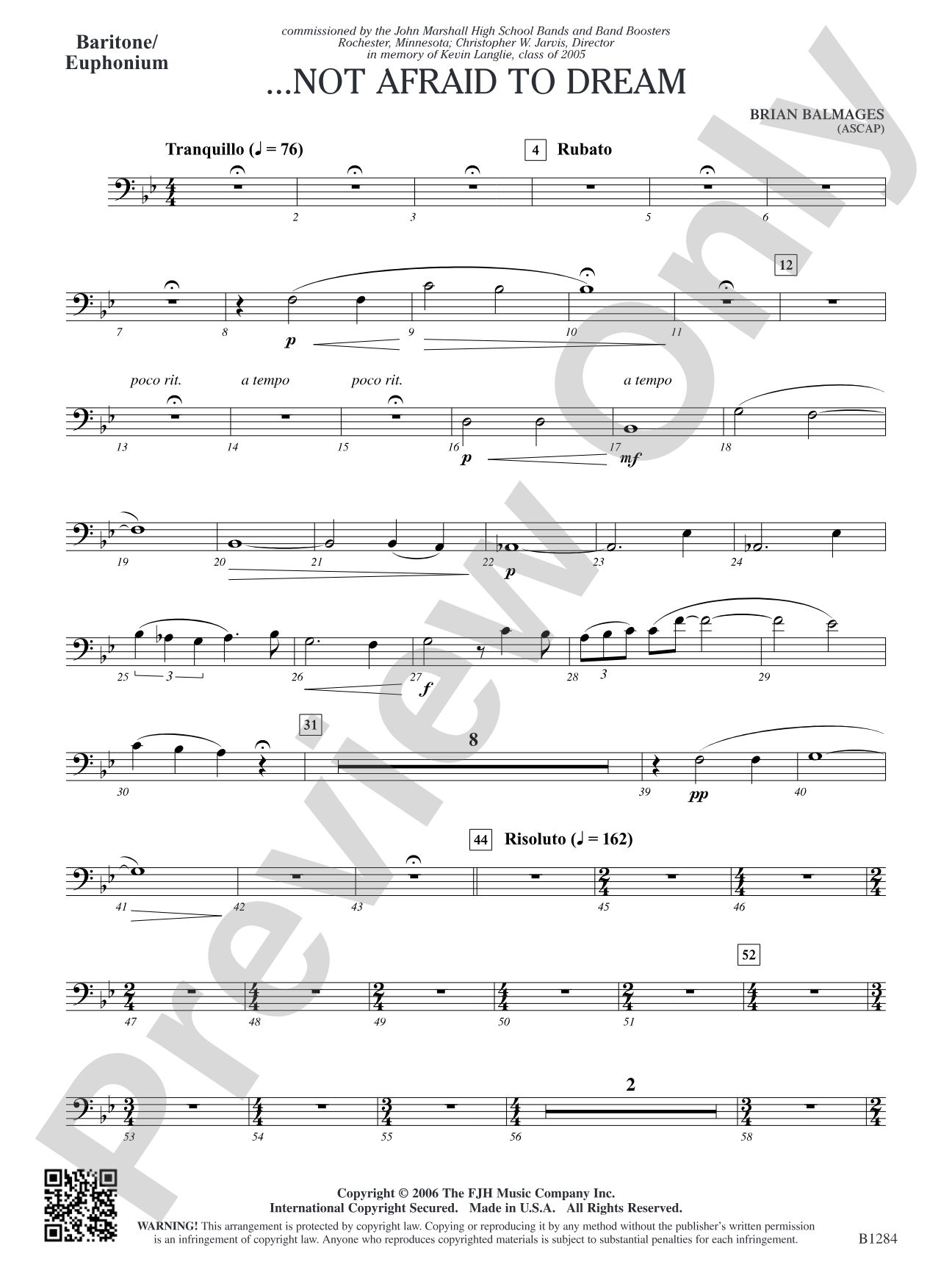 ...Not Afraid to Dream: Baritone/Euphonium