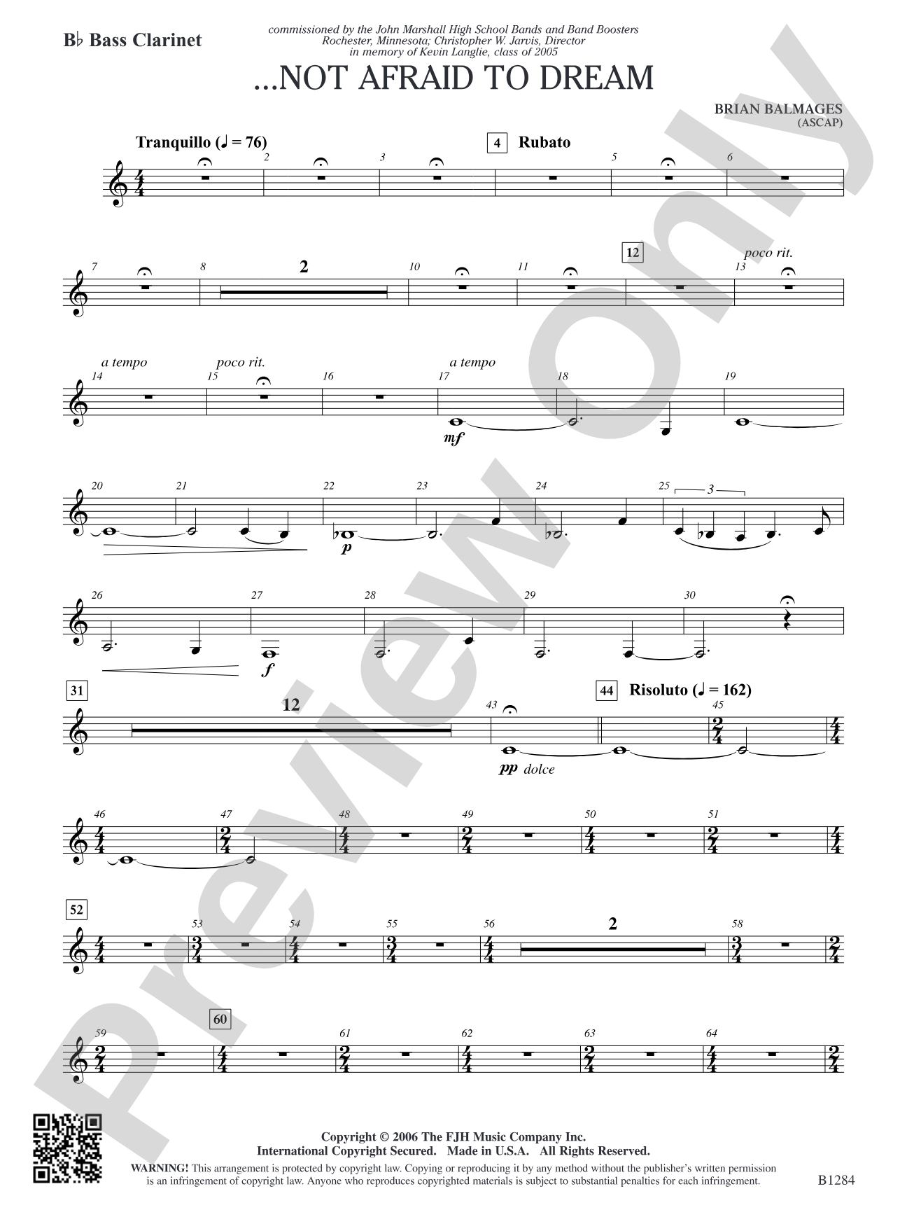 ...Not Afraid to Dream: B-flat Bass Clarinet