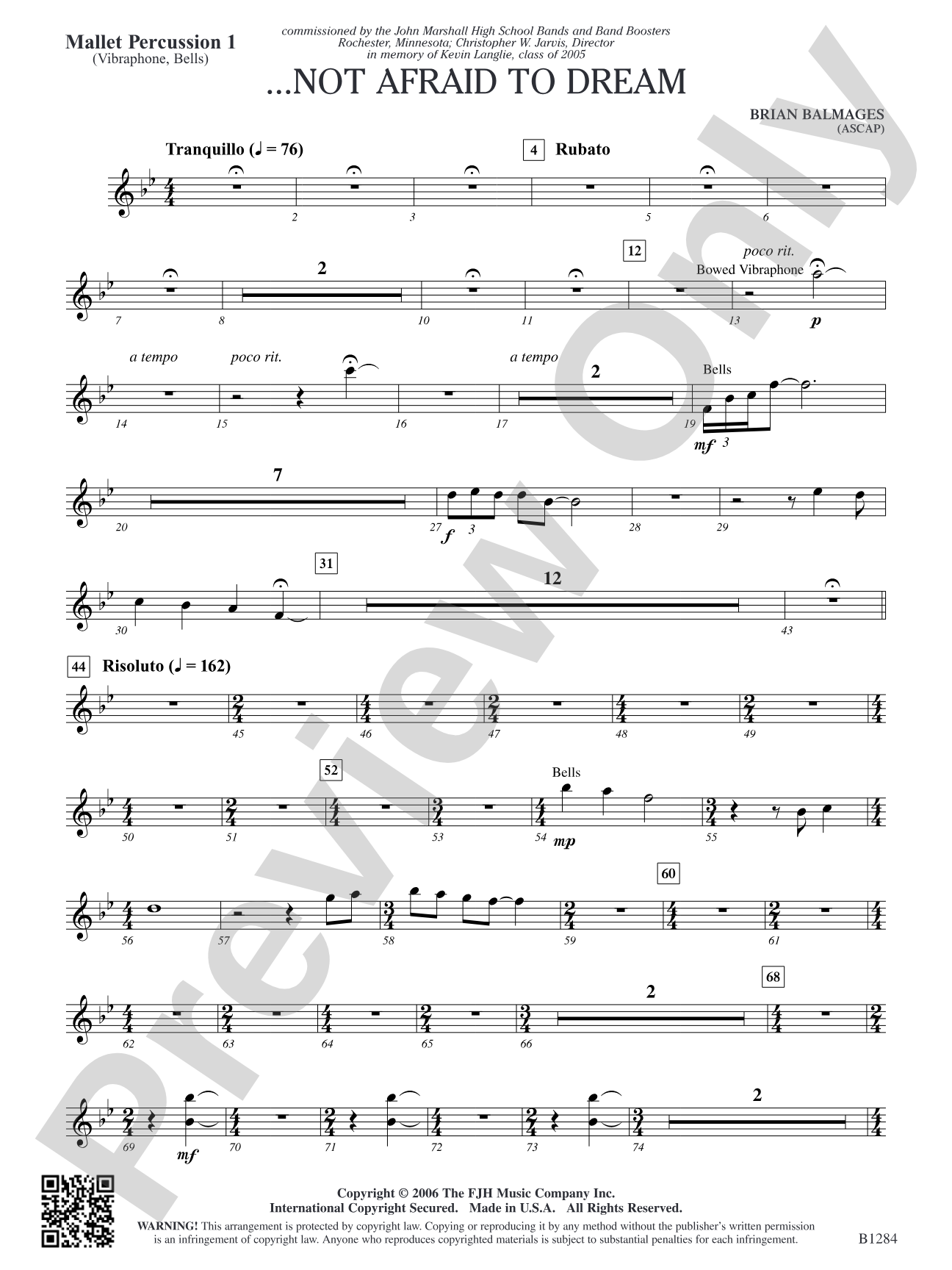 ...Not Afraid to Dream: Mallet Percussion 1
