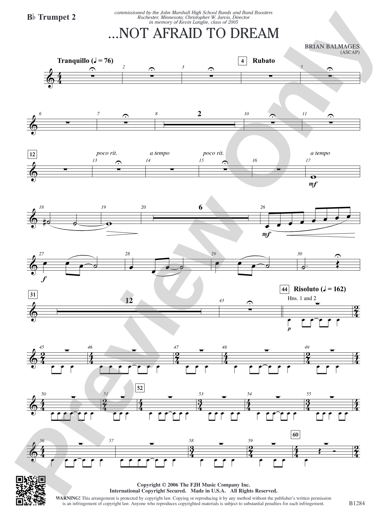 ...Not Afraid to Dream: B-flat Trumpet 2